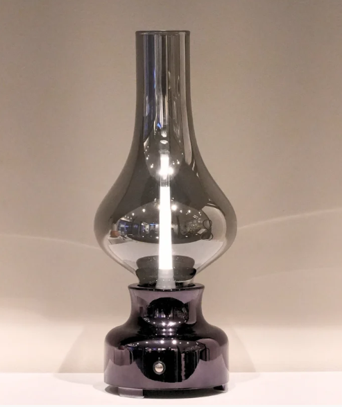 LAMPADA DA TAVOLO LED IN VETRO FUMÉ CON LUCE REGOLABILE