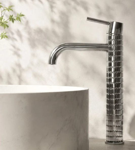 MISCELATORE ALTO PER LAVABO IN CROMO LUCIDO