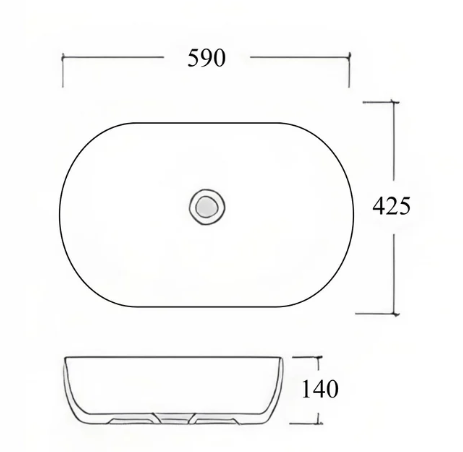 LAVABO DA APPOGGIO OVALE NERO CON VENATURE DORATE 590 × 425 MM CON PILETTA