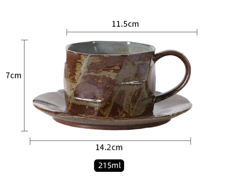 TAZZA DA CAFFÈ IN GRES MARRONE CON PIATTINO 215 ML