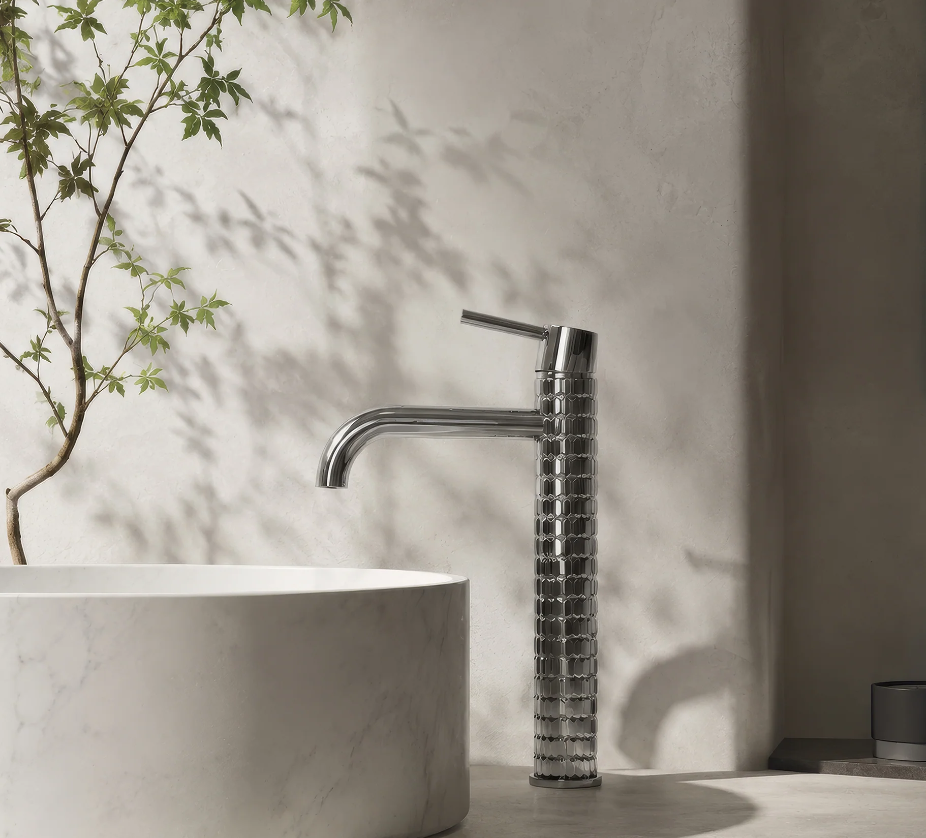 MISCELATORE ALTO PER LAVABO IN CROMO LUCIDO