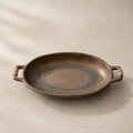 VASSOIO OVALE IN GRES NERO CON MANICI IN CORDA 27,5 × 15 CM