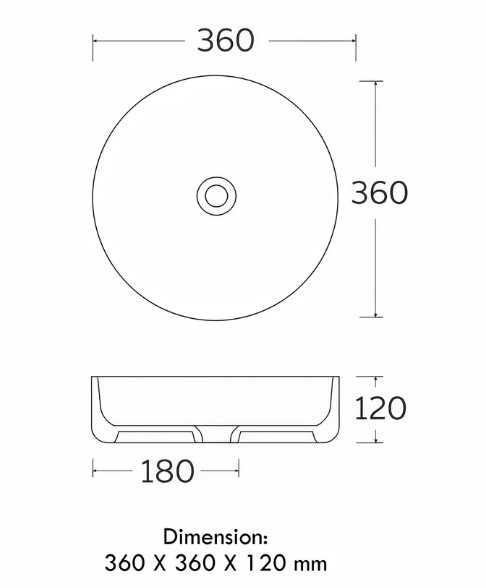 LAVABO DA APPOGGIO ROTONDO EFFETTO MARMO BEIGE 360 × 360 MM