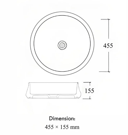 LAVABO DA APPOGGIO ROTONDO NERO CON VENATURE BIANCHE Ø 455 MM CON PILETTA